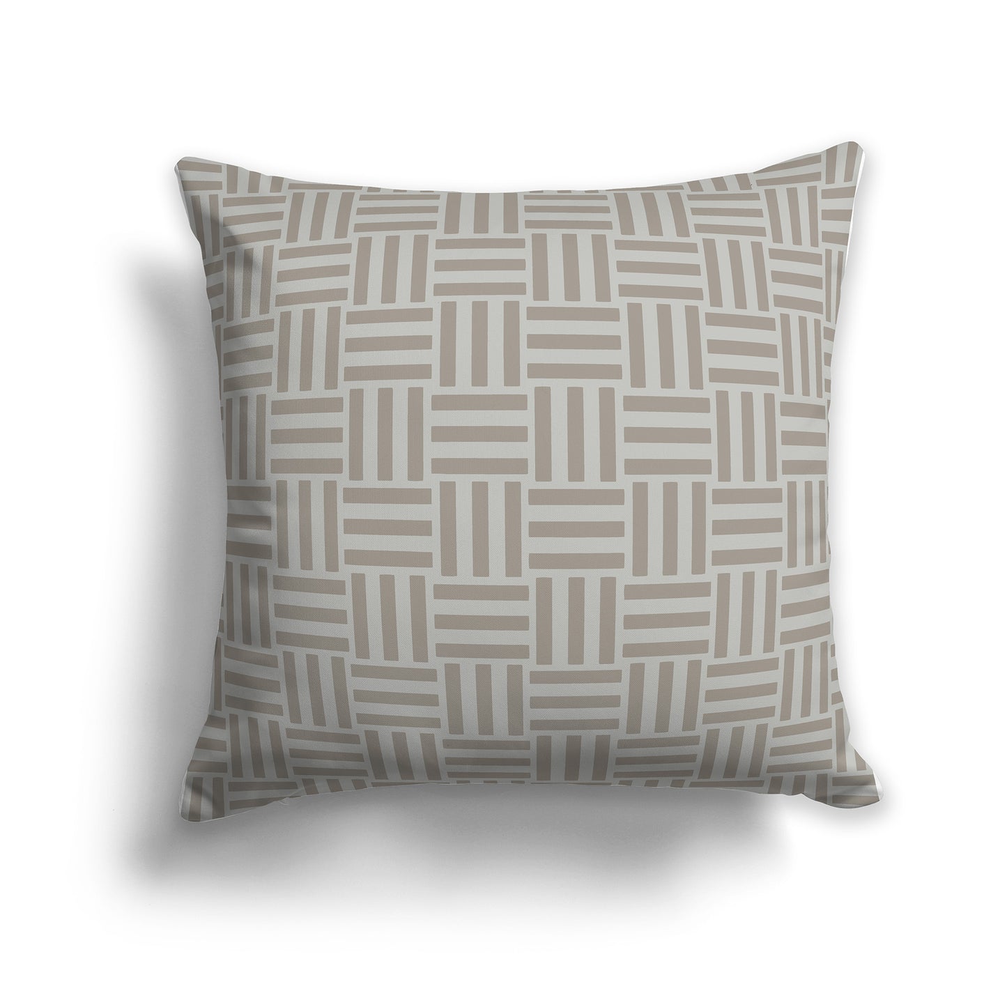 20 inch Throw Pillow with Brown and Grey-green Basket Weave Pattern