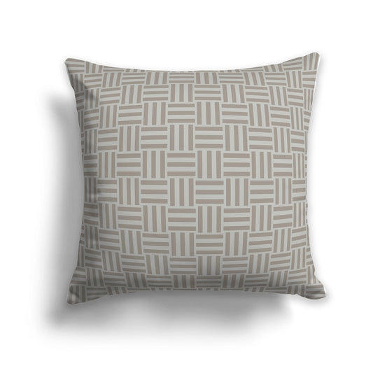 26 inch Throw Pillow with Brown and Grey-green Basket Weave Pattern