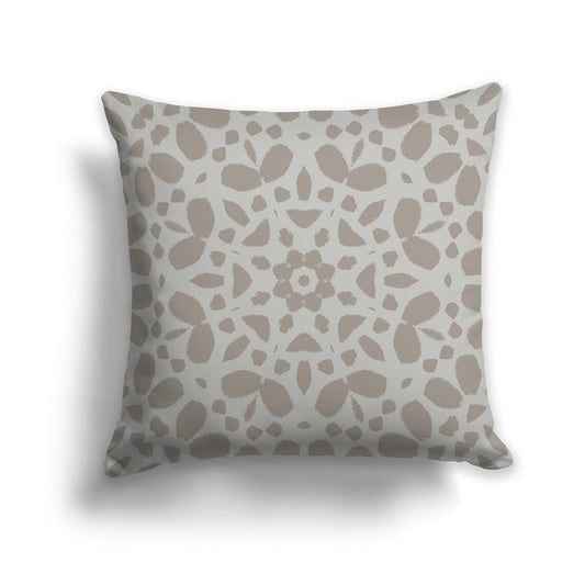 Square Throw Pillow with Large Brown and Grey-green Circular Graphic