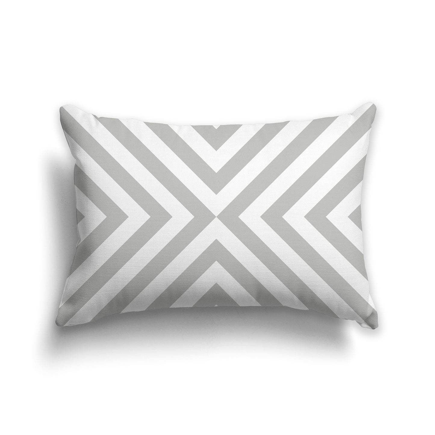 Lumbar Throw Pillow with Grey and White Diagonal Bars