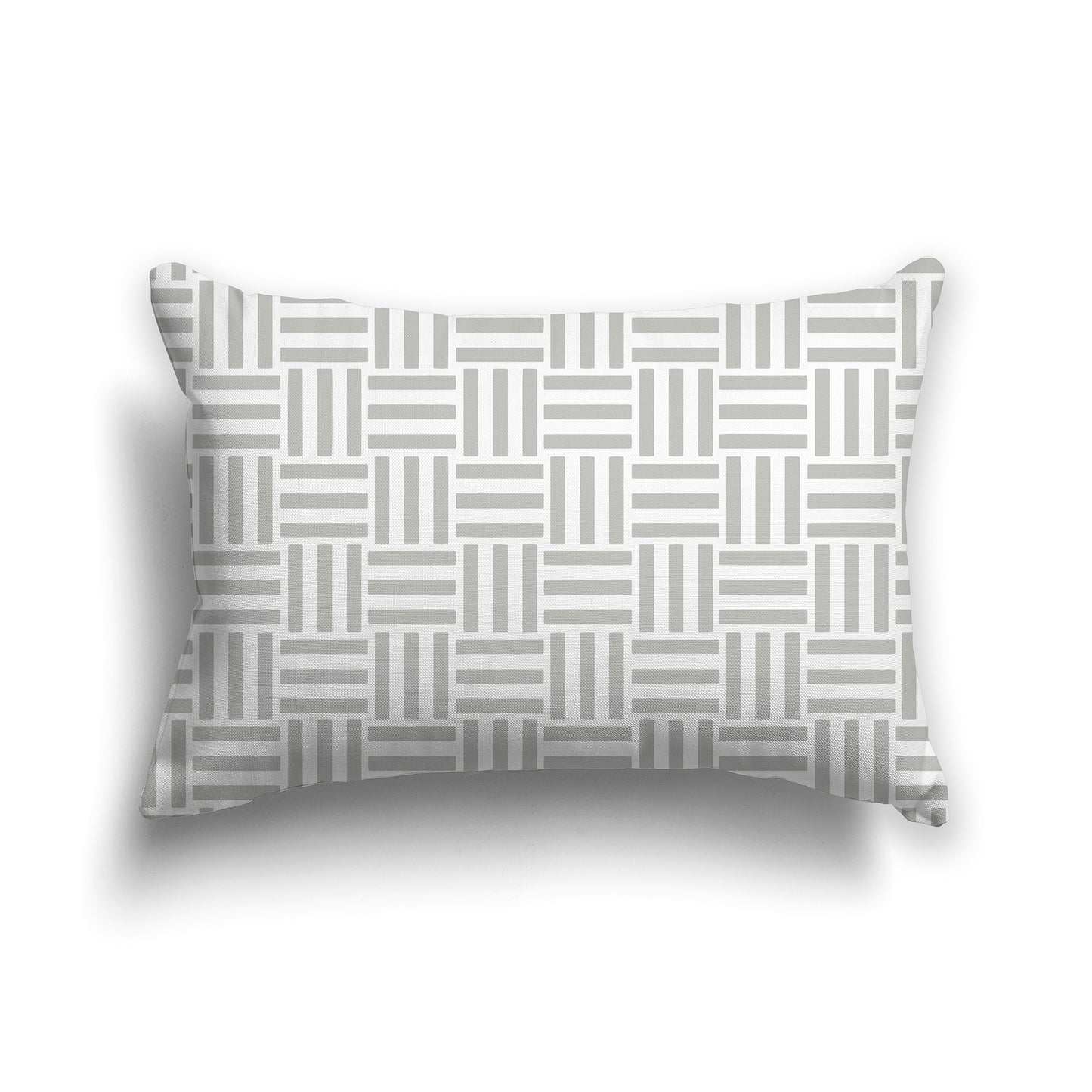 20x14 inch Lumbar Throw Pillow with White and Grey Basket Weave Pattern