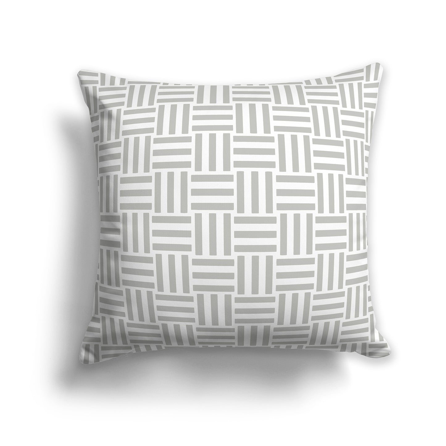 20 inch Throw Pillow with White and Grey Basket Weave Pattern