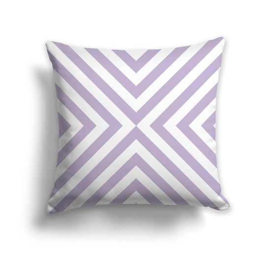 Square Throw Pillow with Mauve and White Radiating Diagonal Bars