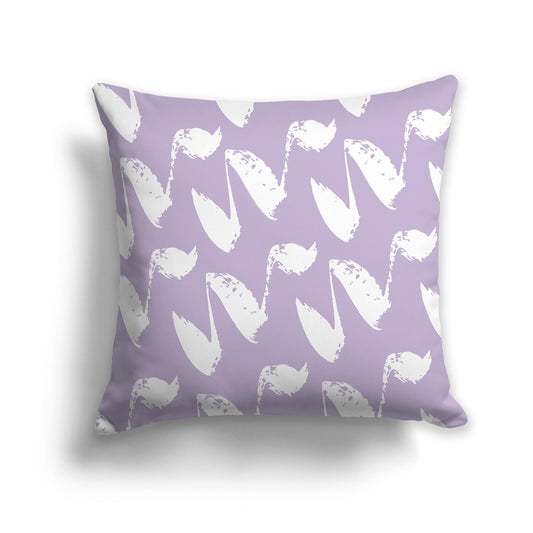Square Throw Pillow with Mauve and White Squiggle Pattern