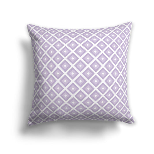 26 inch Throw Pillow with Mauve and White Square Repeat Pattern