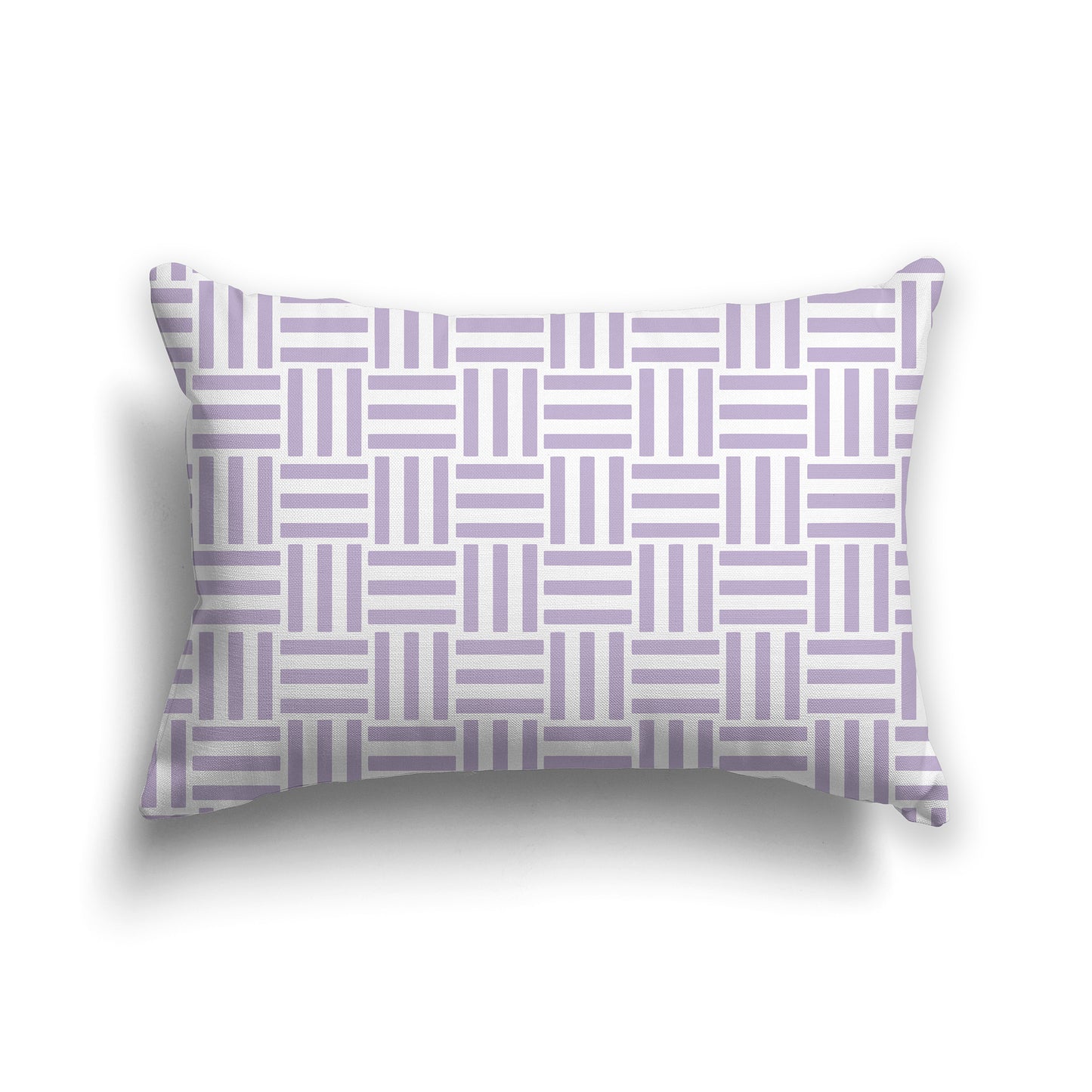 20x14 inch Lumbar Throw Pillow with Mauve and White Basket Weave Pattern
