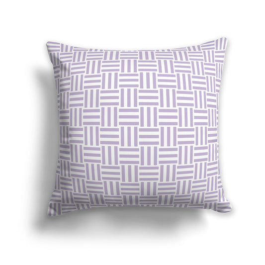 26 inch Throw Pillow with Mauve and White Basket Weave Pattern