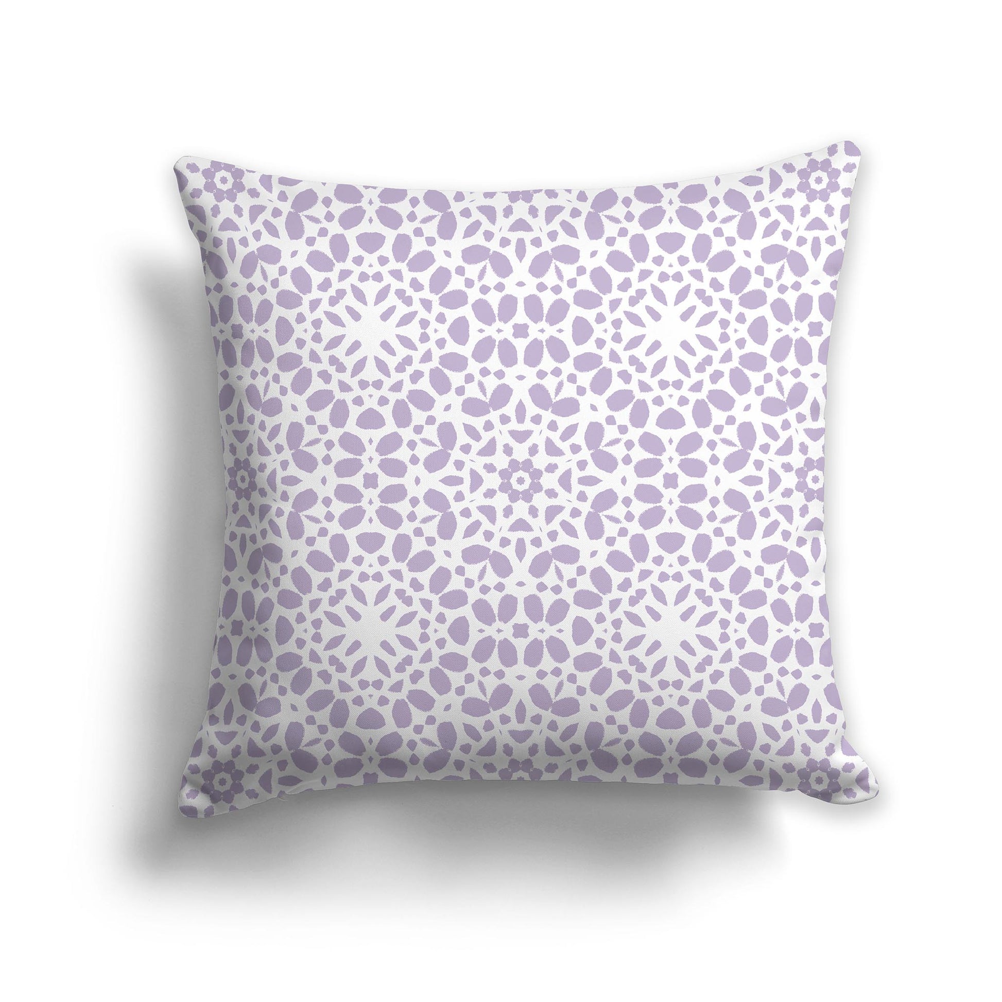 Square Throw Pillow with Fine Mauve and White Circular Repeat Pattern
