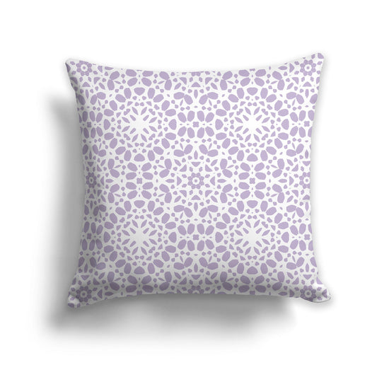 Square Throw Pillow with Fine Mauve and White Circular Repeat Pattern