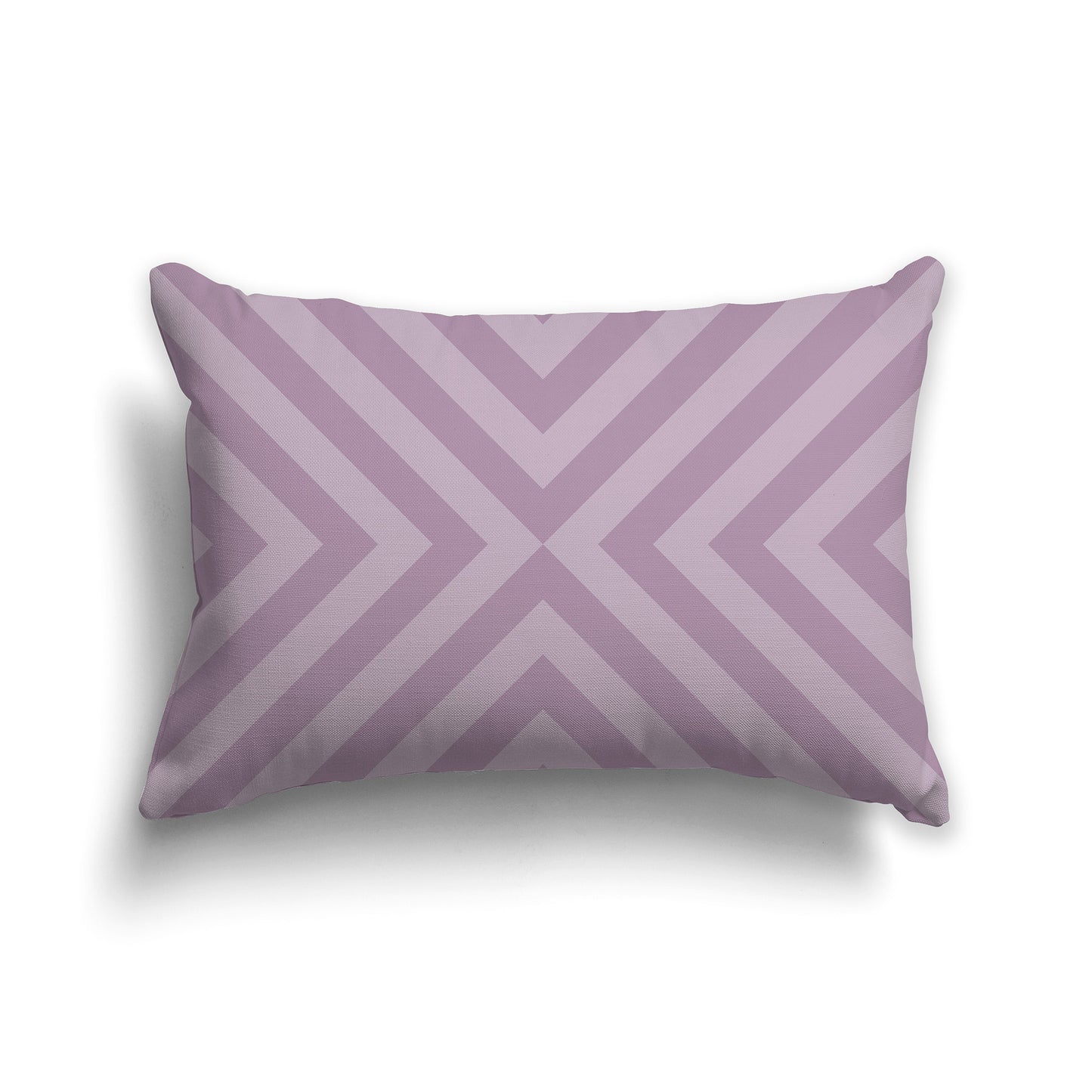 Lumbar Throw Pillow with Two-tone Mauve Radiating Diagonal Bars