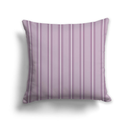Square Throw Pillow with Light Mauve and White Multistripe Pattern