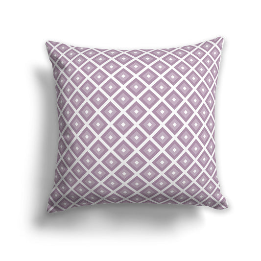 26 inch Throw Pillow with Two-tone Mauve and White Square Repeat Pattern