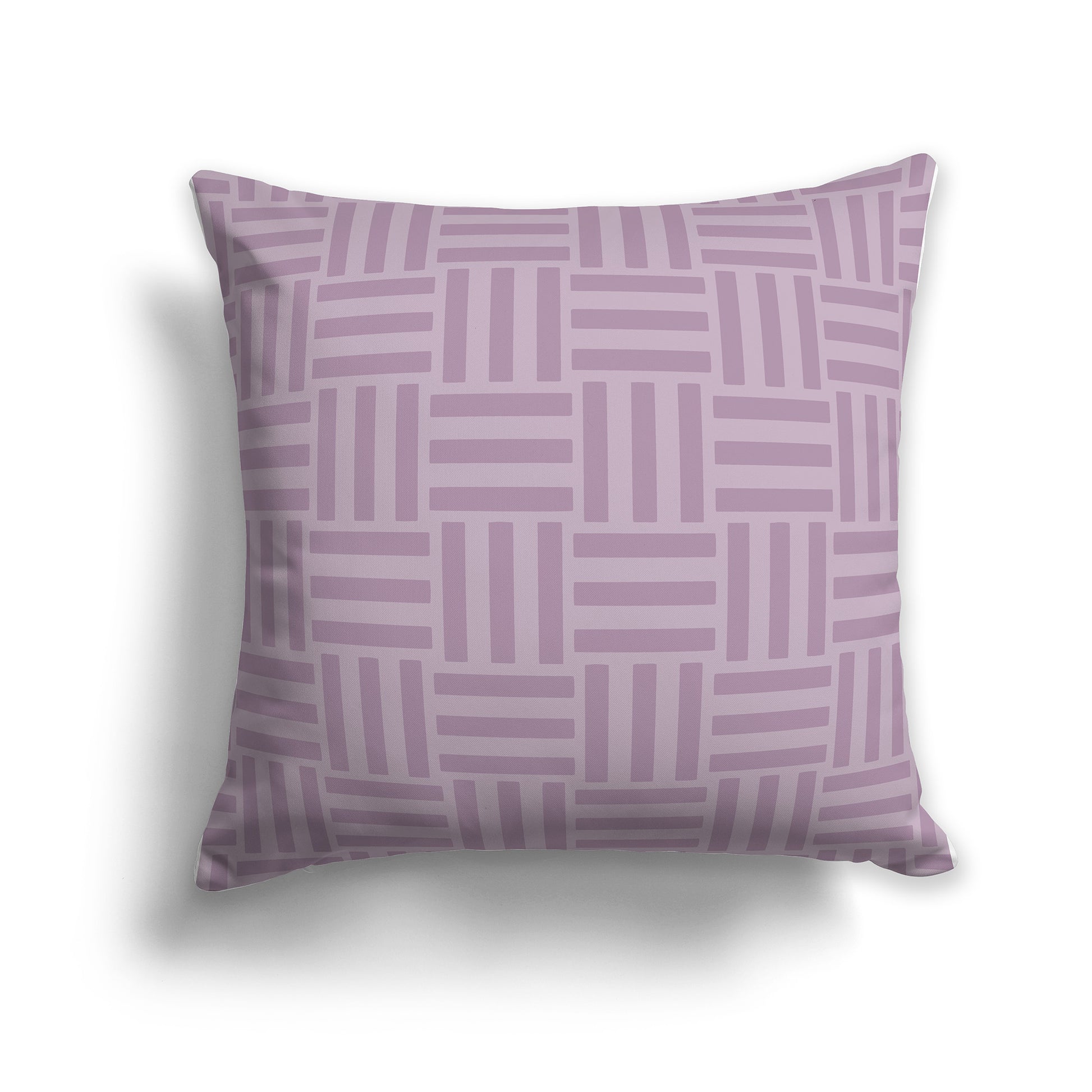 14 inch Throw Pillow with Two-tone Mauve Basket Weave Pattern