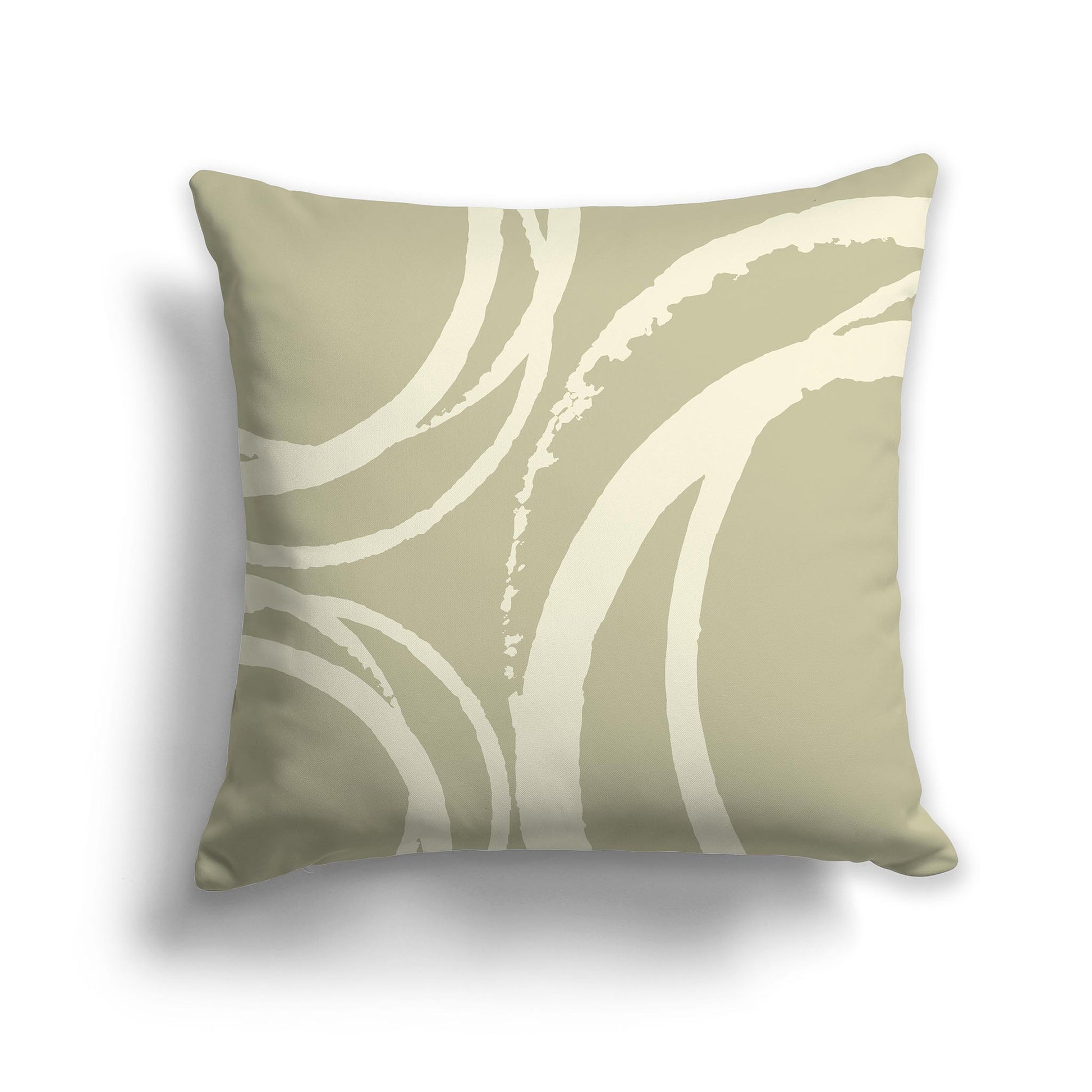 Square Throw Pillow with Green and Yellow Abstract Circles