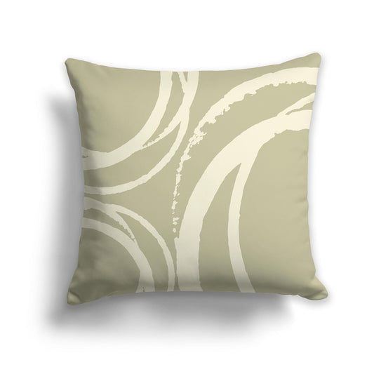 Square Throw Pillow with Green and Yellow Abstract Circles