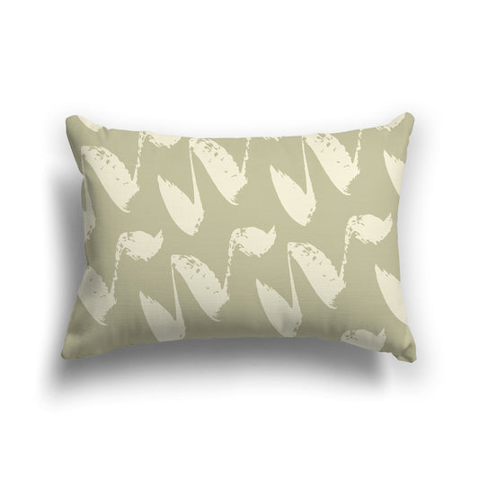 Green Throw Pillow with Yellow Squiggle Pattern on Both Sides | Faux Suede | 20 x 14 inches