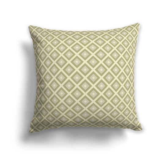 26 inch Throw Pillow with Green and Yellow Square Repeat Pattern