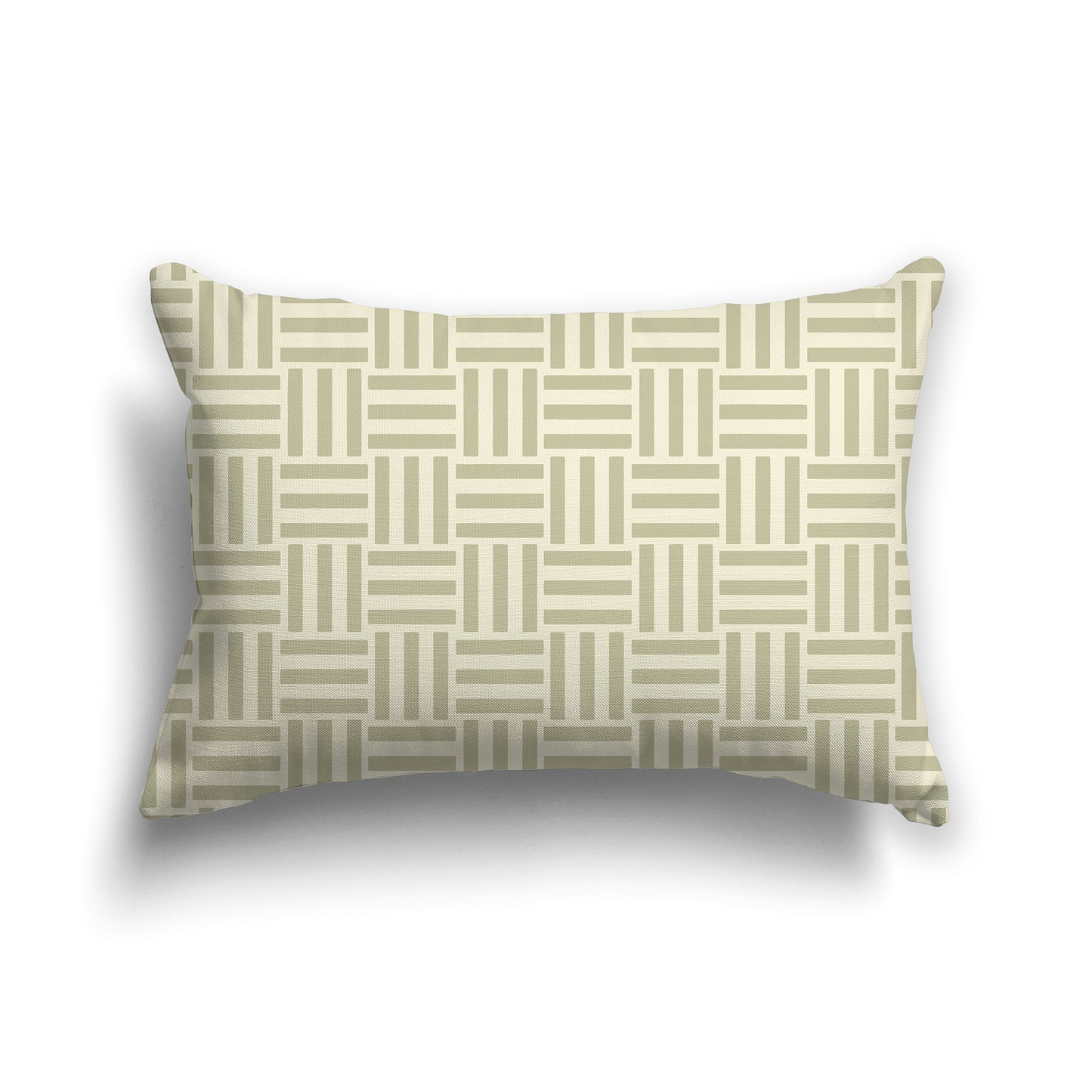 20x14 inch Lumbar Throw Pillow with Green and Yellow Basket Weave Pattern