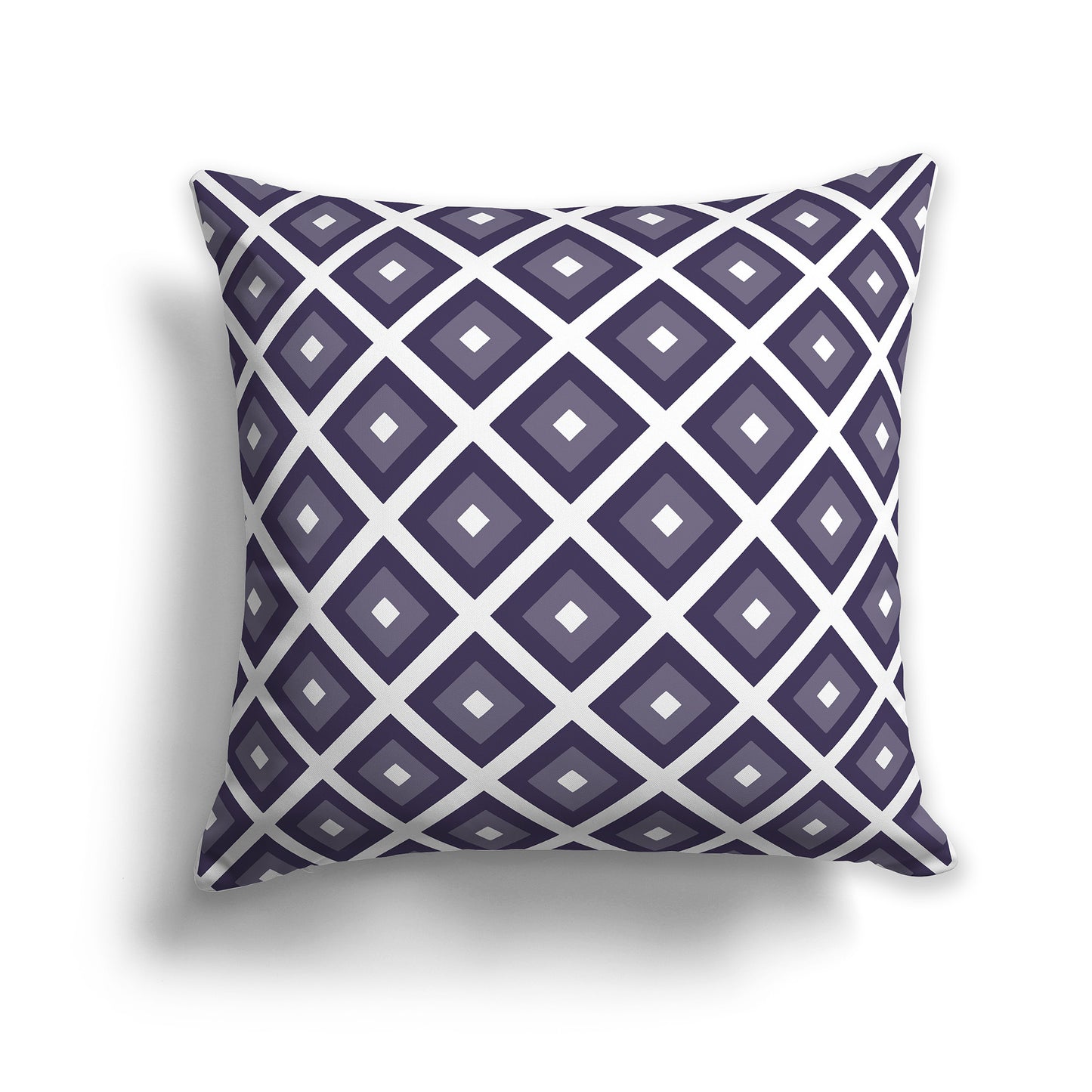 14 inch Throw Pillow with Two-tone Purple Square Repeat Pattern