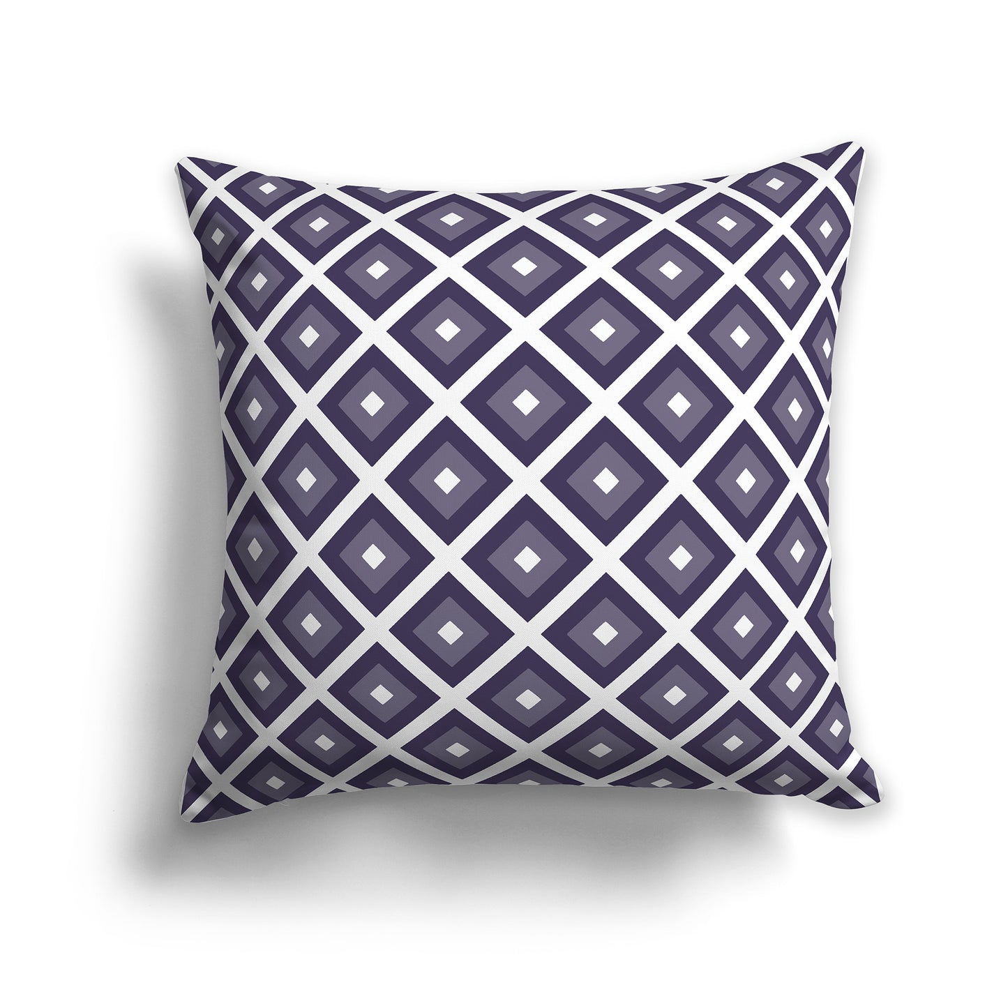 16 inch Throw Pillow with Two-tone Purple Square Repeat Pattern