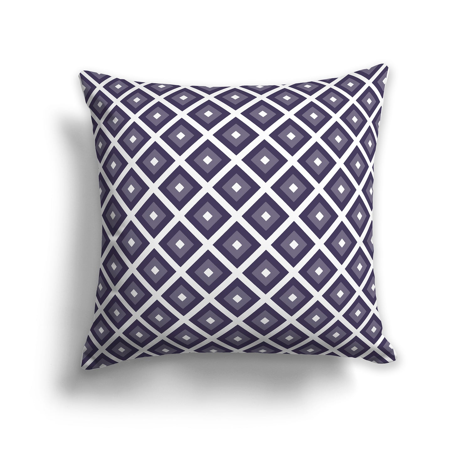 20 inch Throw Pillow with Two-tone Purple Square Repeat Pattern