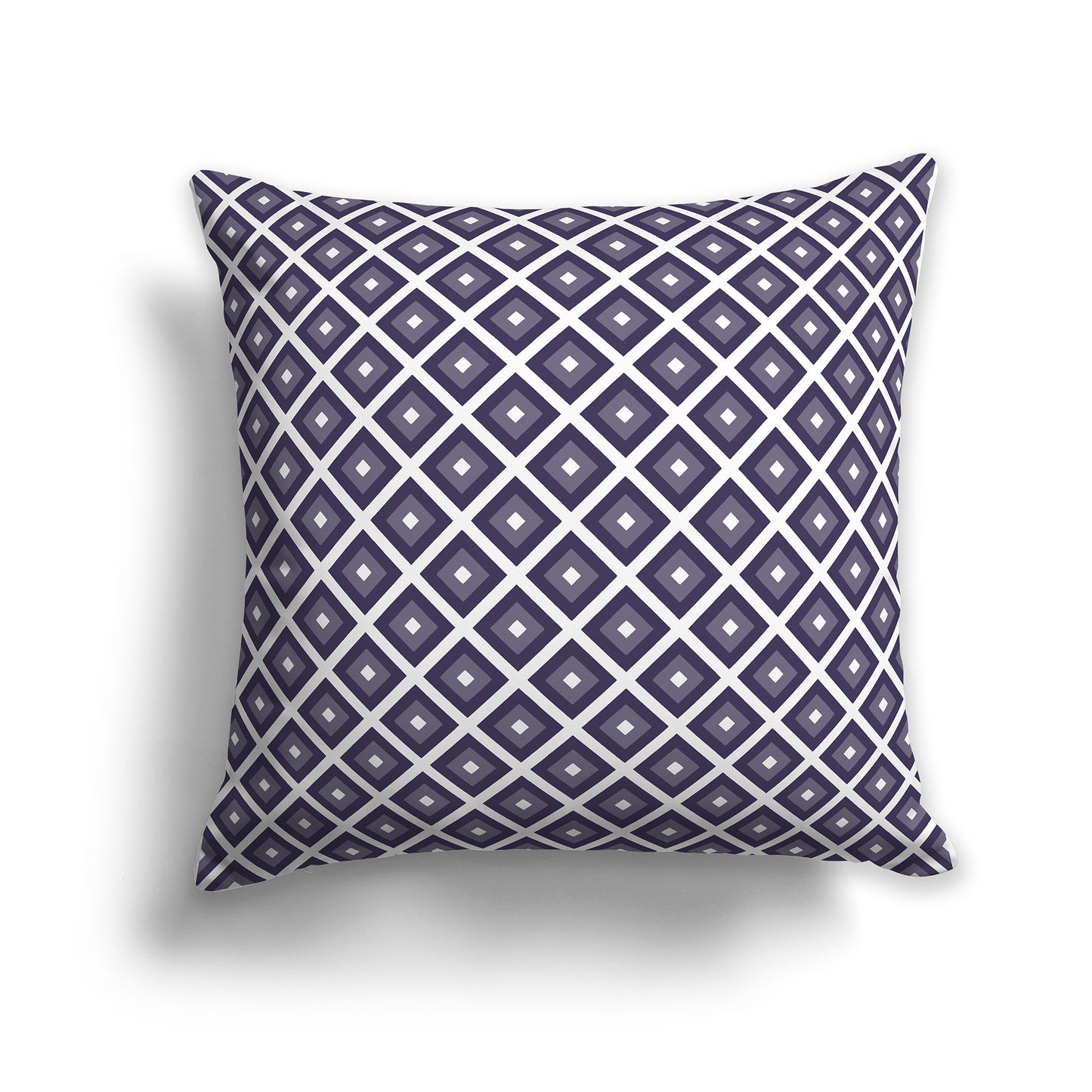 26 inch Throw Pillow with Two-tone Purple Square Repeat Pattern