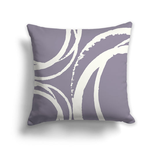 Square Throw Pillow with Lavender and Cream Abstract Circles