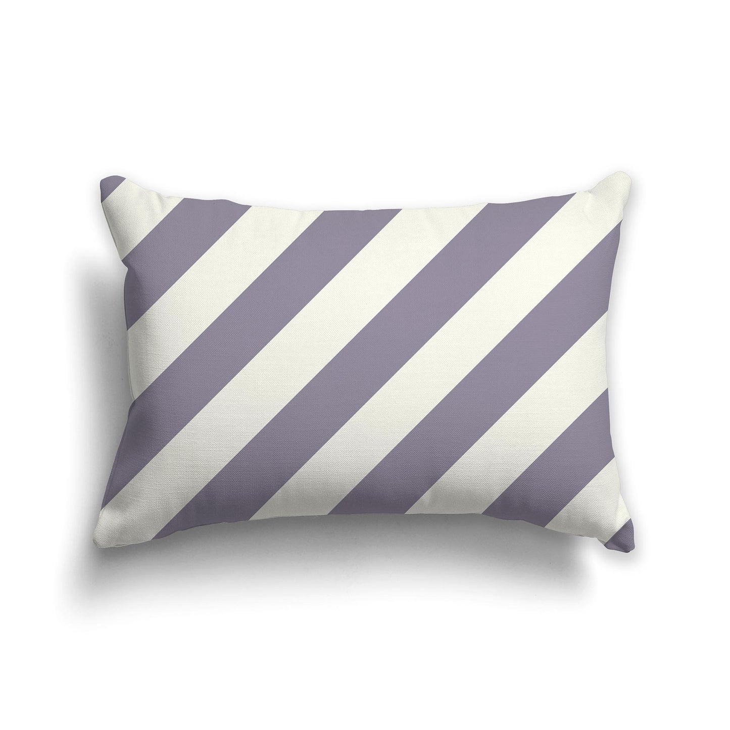Lumbar Throw Pillow with Lavender and Cream Diagonal Bars