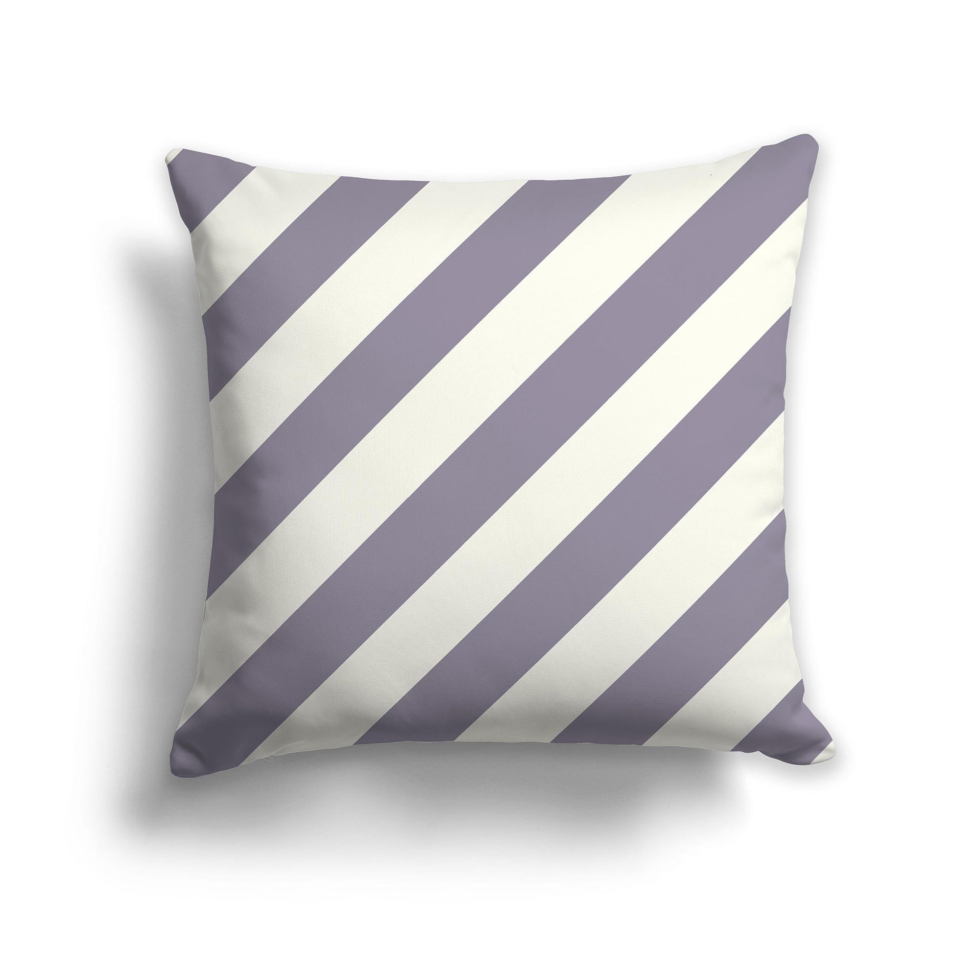 Square Throw Pillow with Lavender and Cream Diagonal Bars