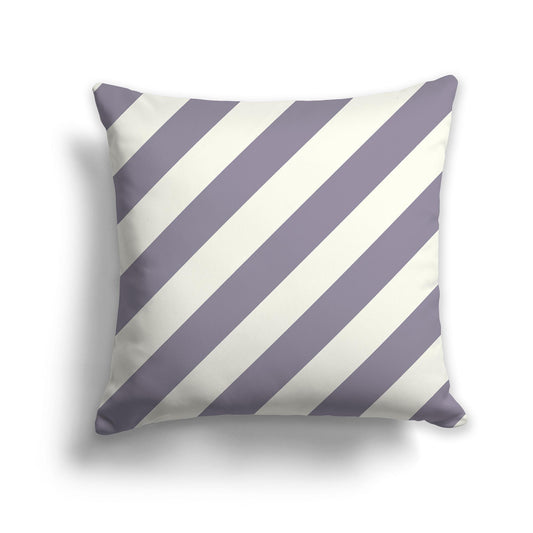 Square Throw Pillow with Lavender and Cream Diagonal Bars