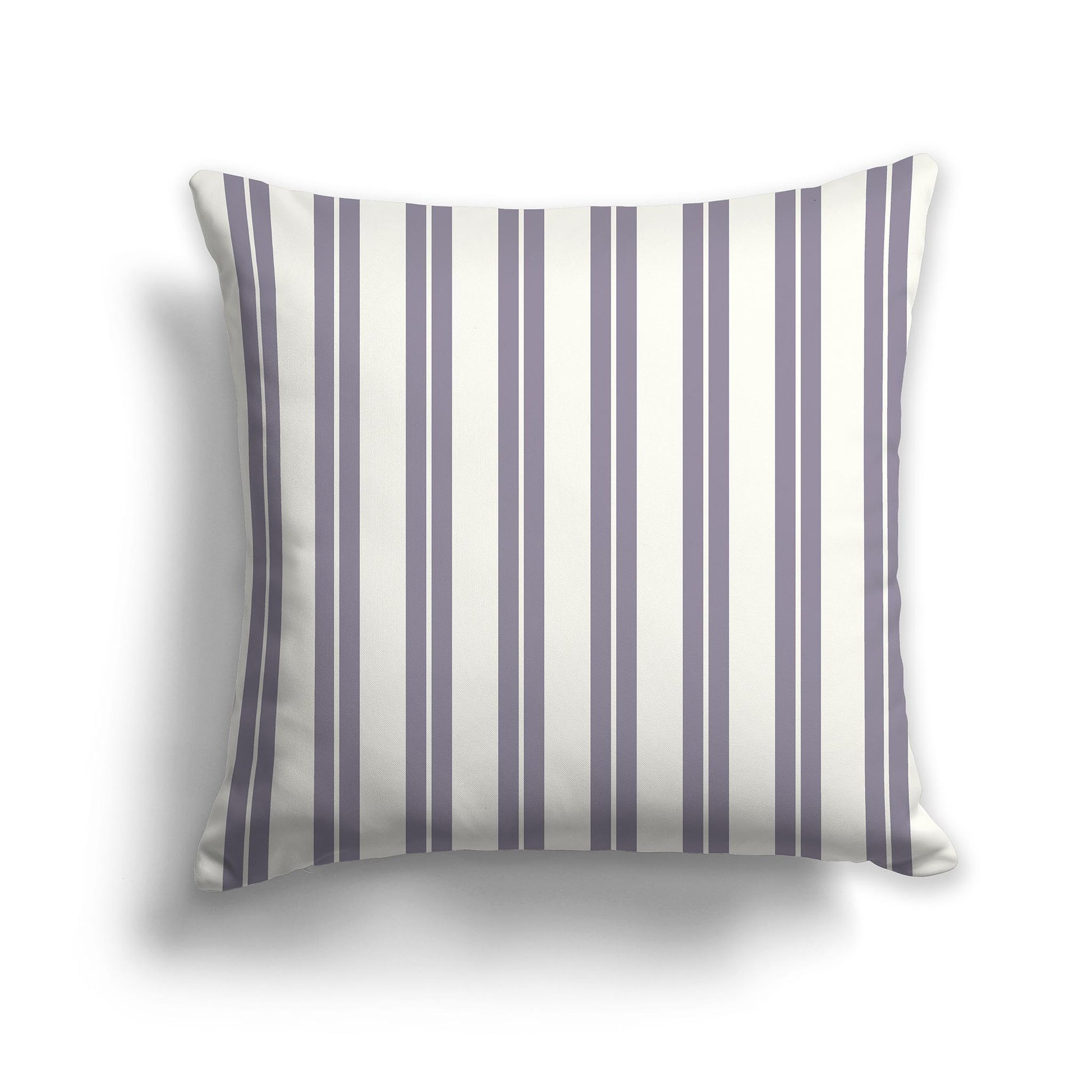 Square Throw Pillow with Lavender and Cream Multistripe Pattern
