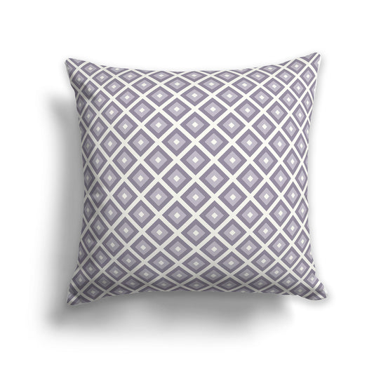 26 inch Throw Pillow with Lavender and Cream Square Repeat Pattern