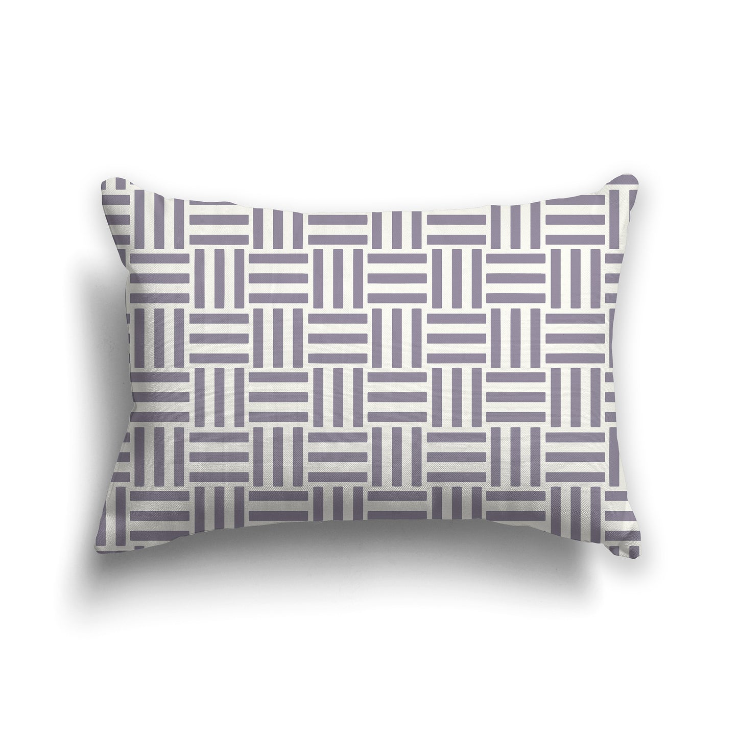 20x14 inch Lumbar Throw Pillow with Lavender and Cream Basket Weave Pattern