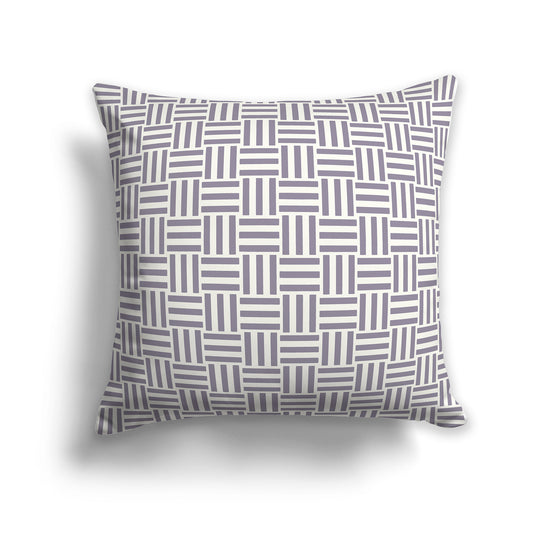 26 inch Throw Pillow with Lavender and Cream Basket Weave Pattern