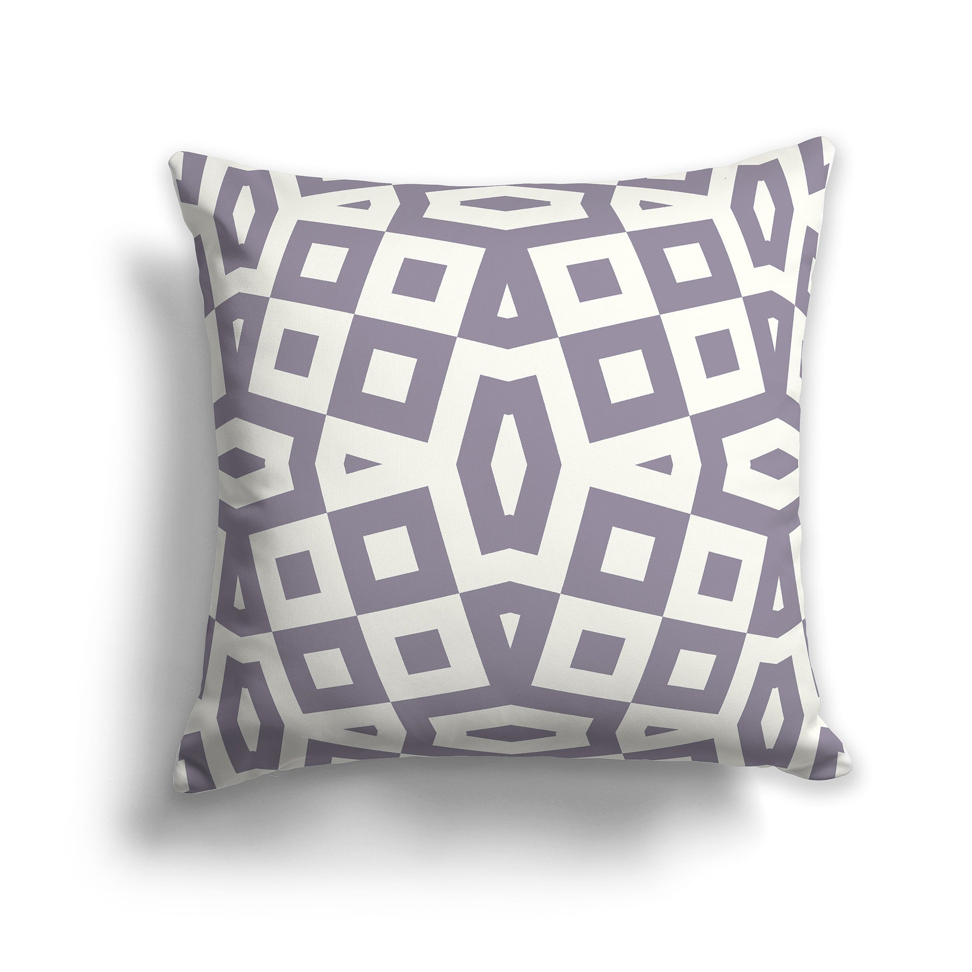 14 inch Throw Pillow with Lavender and Cream Geometric Pattern