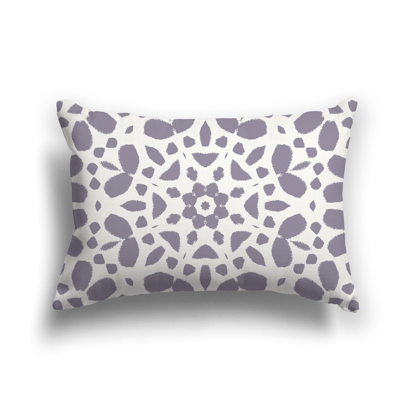 Lumbar Throw Pillow with Large Lavender and Cream Circular Graphic