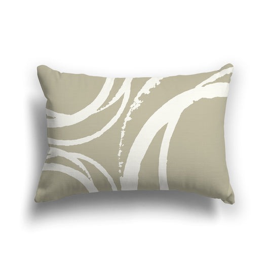 Pastel Green Throw Pillow with a Circular Pale Cream Graphic on Both Sides | Faux Suede | 20 x 14 inches