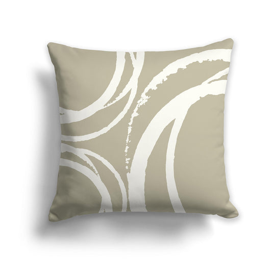 Square Throw Pillow with Pastel Green and Cream Abstract Circles