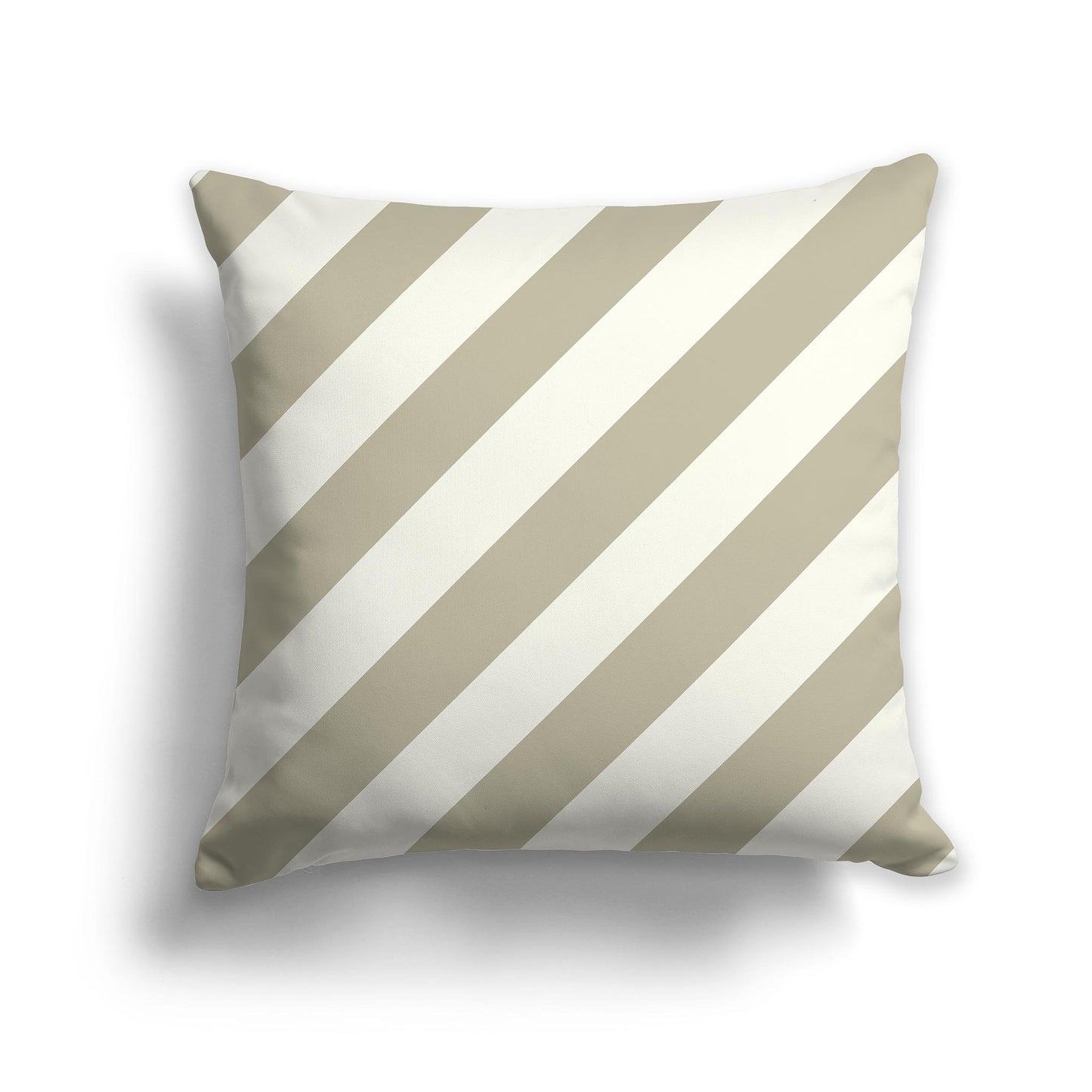 Square Throw Pillow with Pastel Green and Cream Diagonal Bars