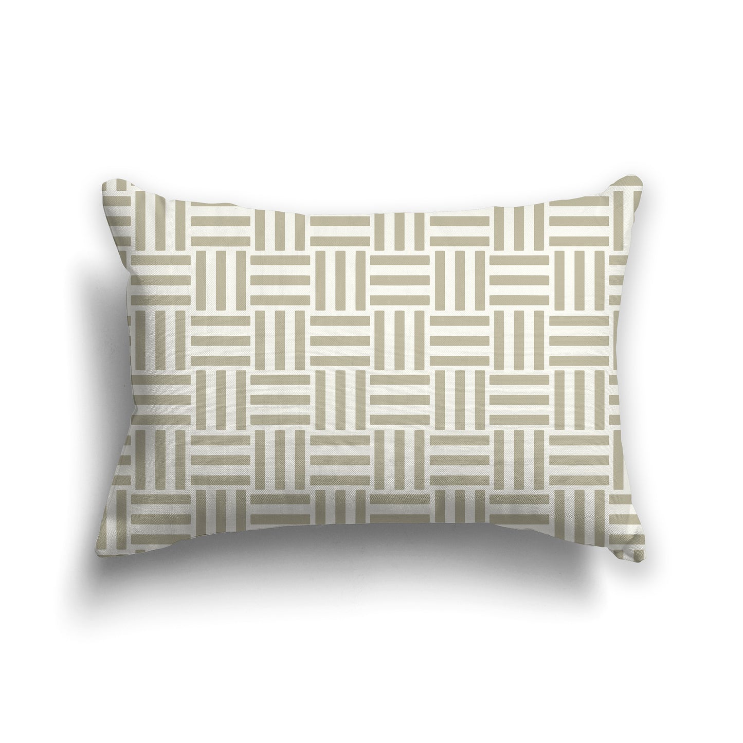 20x14 inch Lumbar Throw Pillow with Pastel Green and Cream Basket Weave Pattern