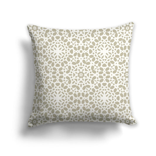 Square Throw Pillow with Fine Pastel Green and Cream Circular Repeat Pattern