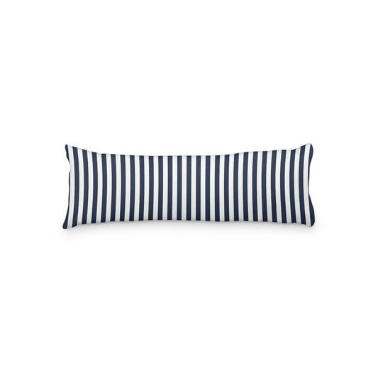 White Microfiber Body Pillow with Navy Blue Bars, MFBP-1271-051,  20 x 54 inches