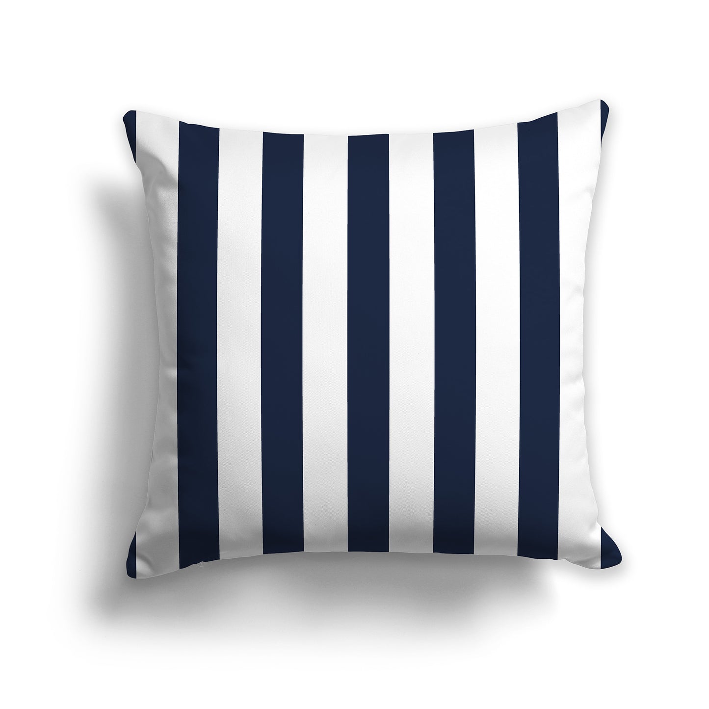 16 inch Throw Pillow with Thick Navy Blue and White Vertical Bars