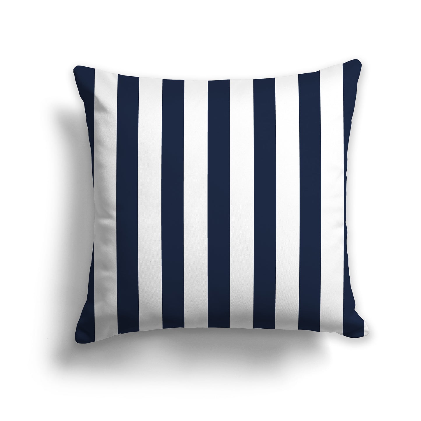18 inch Throw Pillow with Thick Navy Blue and White Vertical Bars