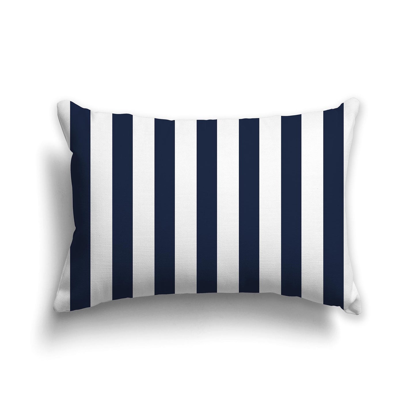 20x14 inch Lumbar Throw Pillow with Thick Navy Blue and White Vertical Bars