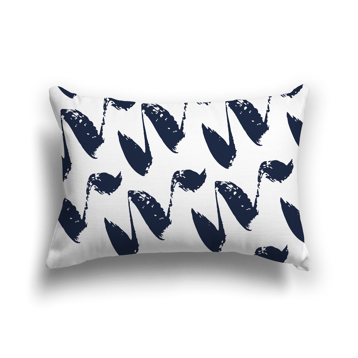 Lumbar Throw Pillow with Navy Blue and White Squiggle Pattern