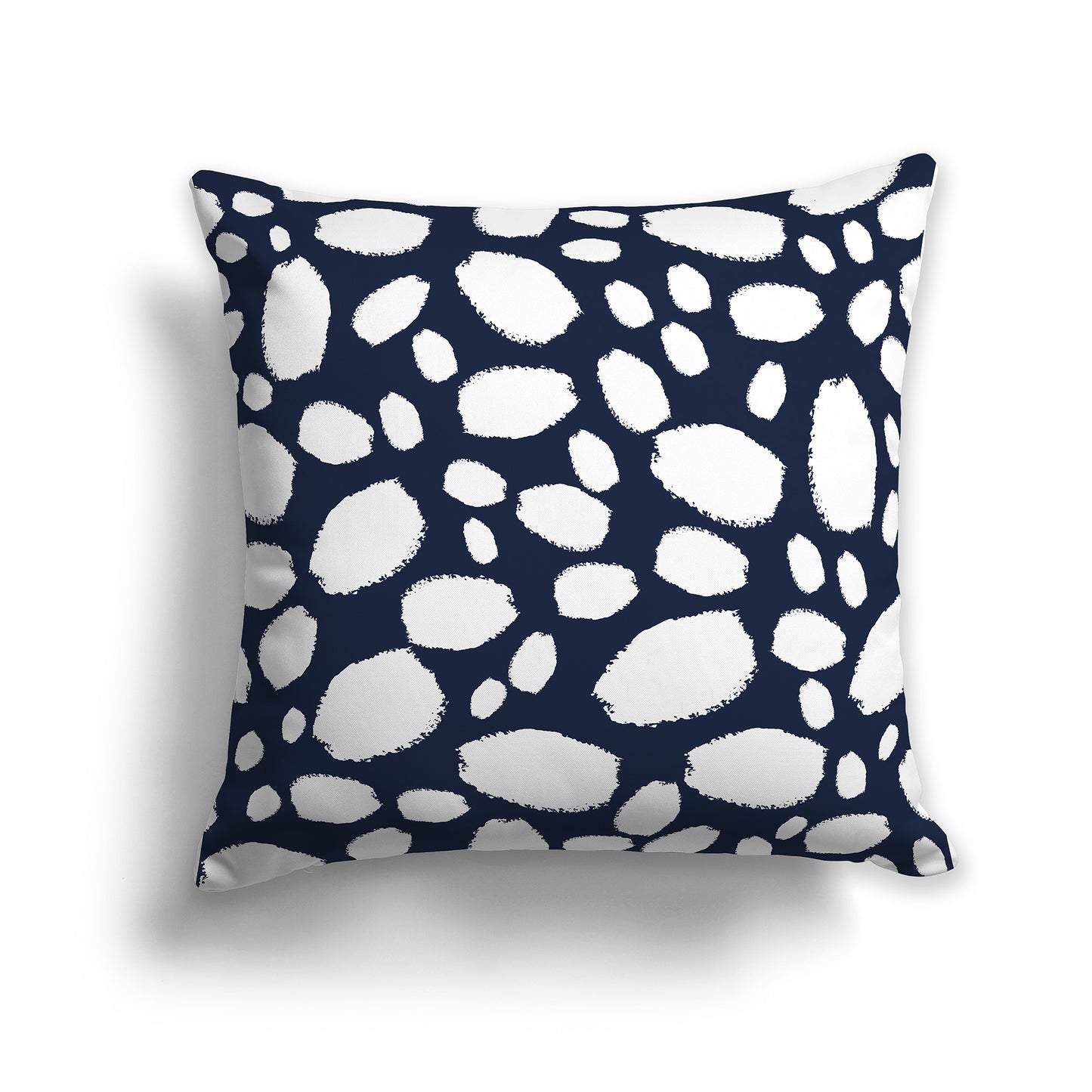 14 inch Throw Pillow with Navy Blue and White Paint Dab Pattern
