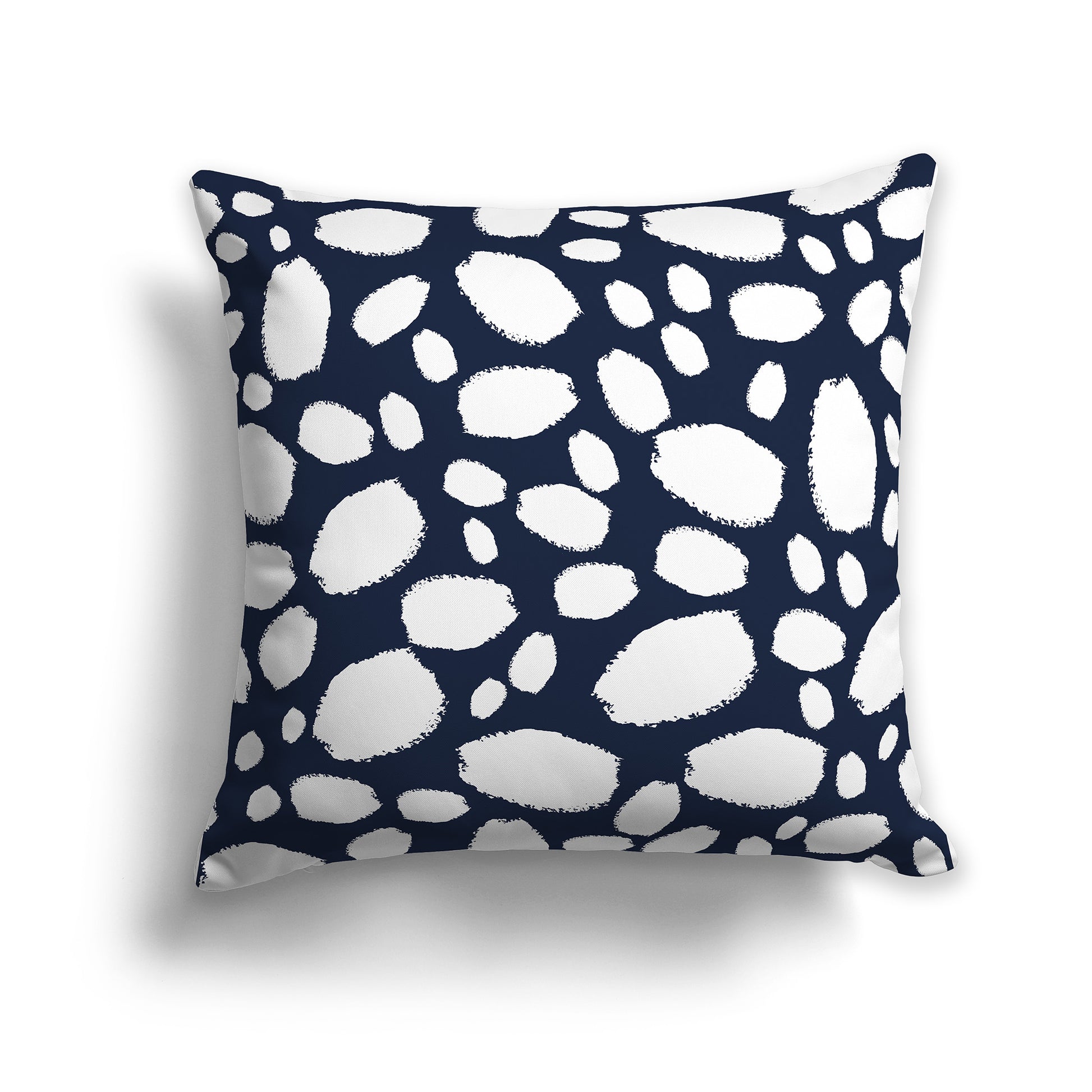 14 inch Throw Pillow with Navy Blue and White Paint Dab Pattern