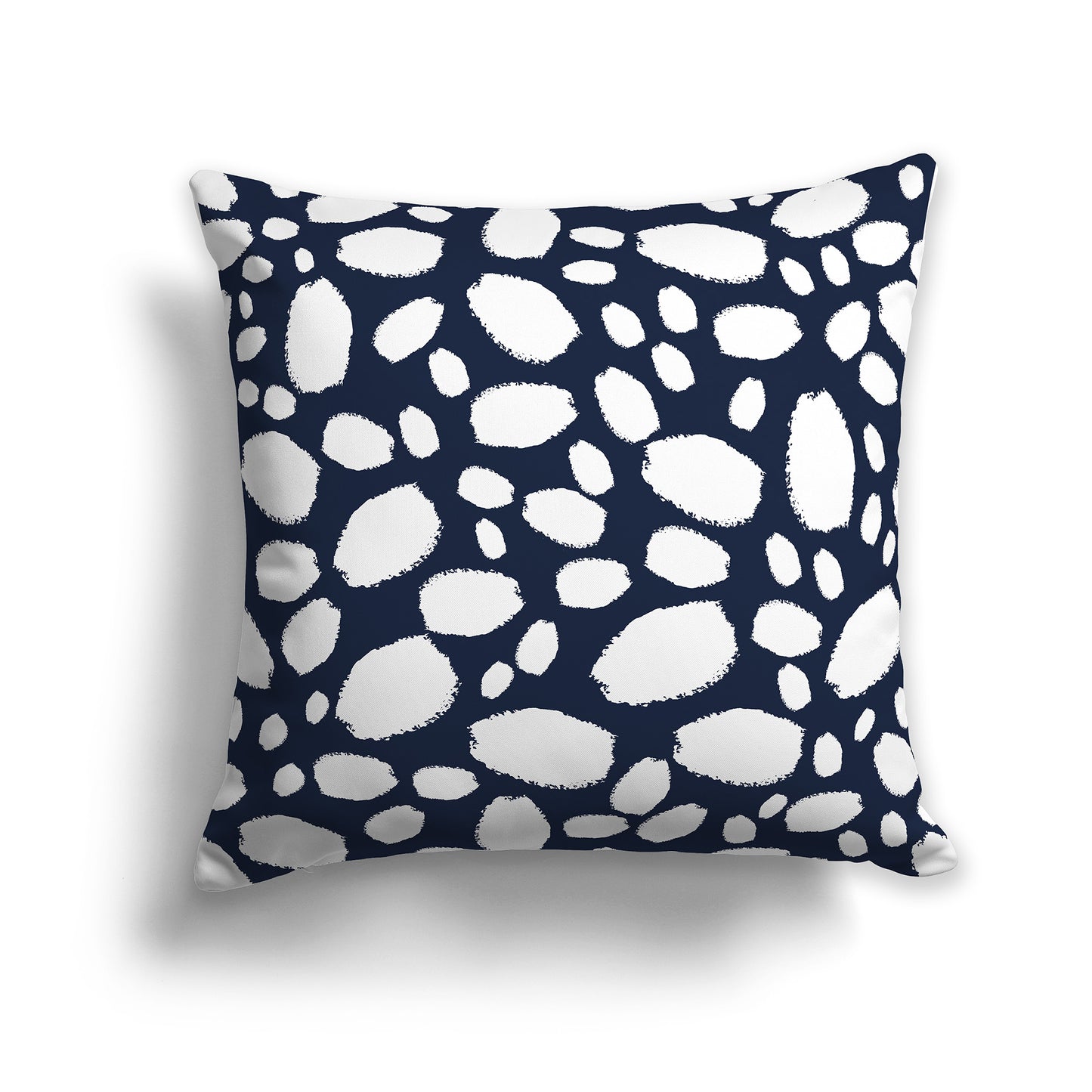 16 inch Throw Pillow with Navy Blue and White Paint Dab Pattern