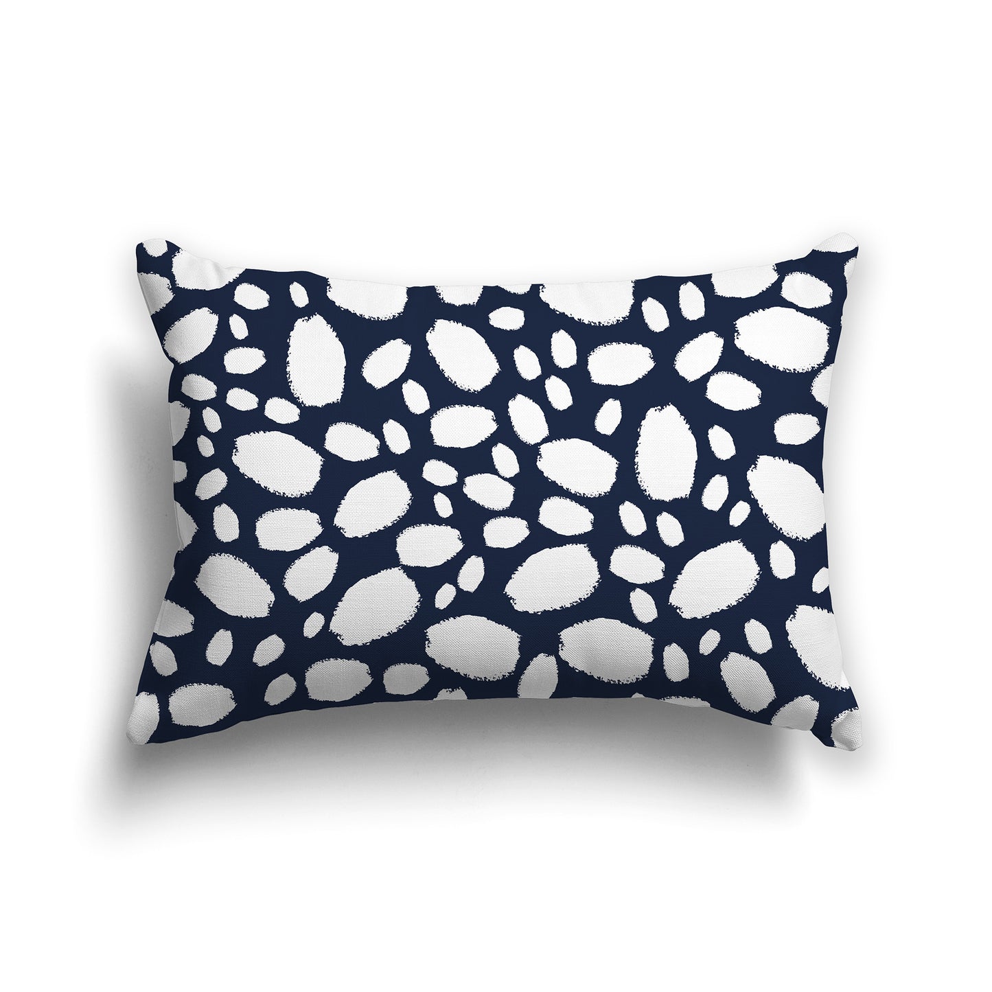 20x14 inch Lumbar Throw Pillow with Navy Blue and White Paint Dab Pattern